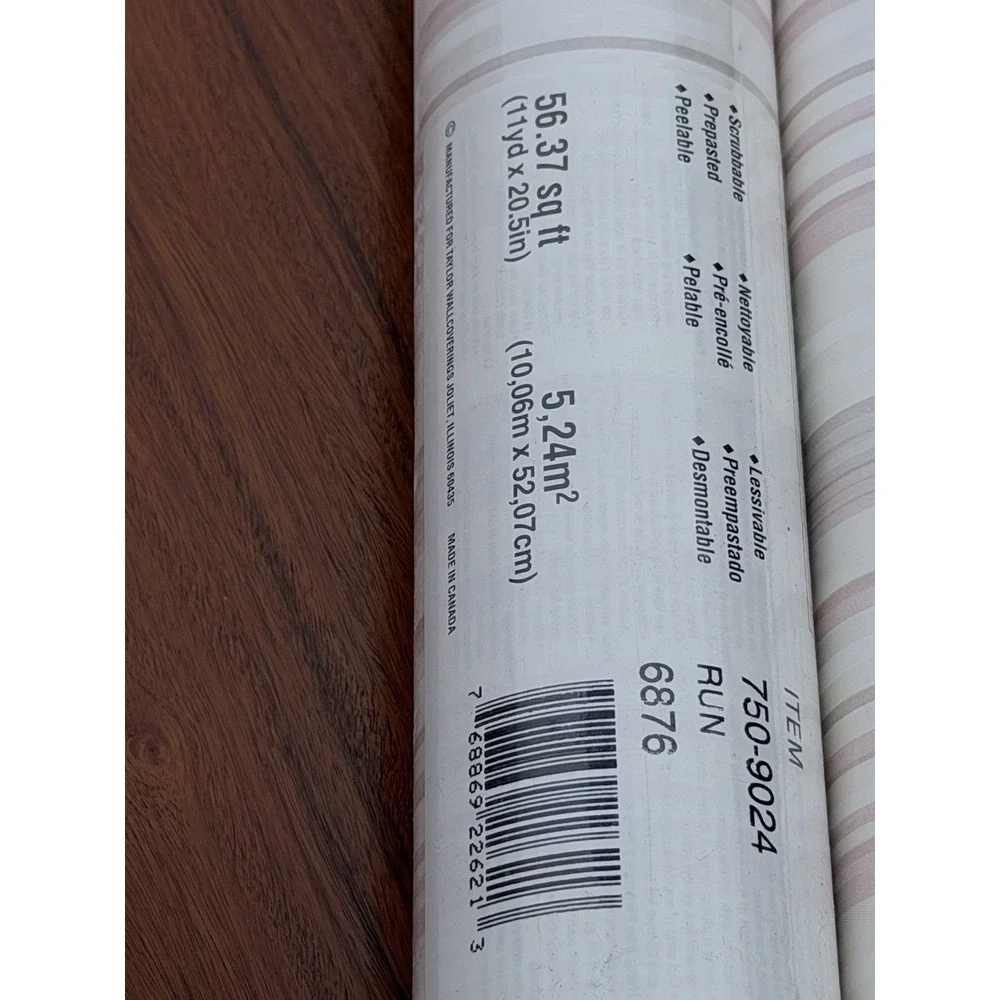 Taylor Wallcoverings Wallpaper Lot 2 Rolls Pink Stripe 56.37 sq ft New + Partial